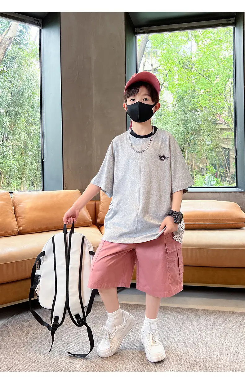 Summer Zhongda Boys T-Shirt Grey Short Sleeve — feature 16