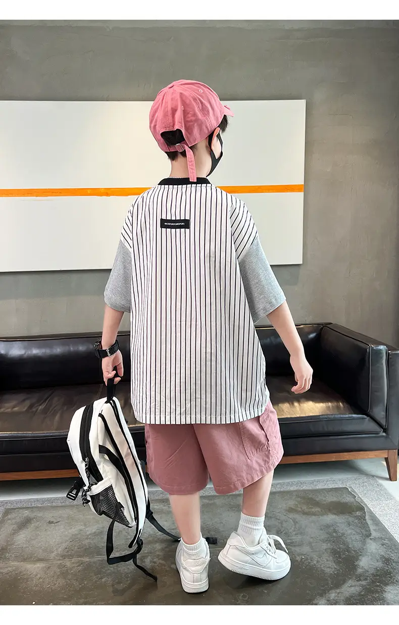 Summer Zhongda Boys T-Shirt Grey Short Sleeve — feature 17