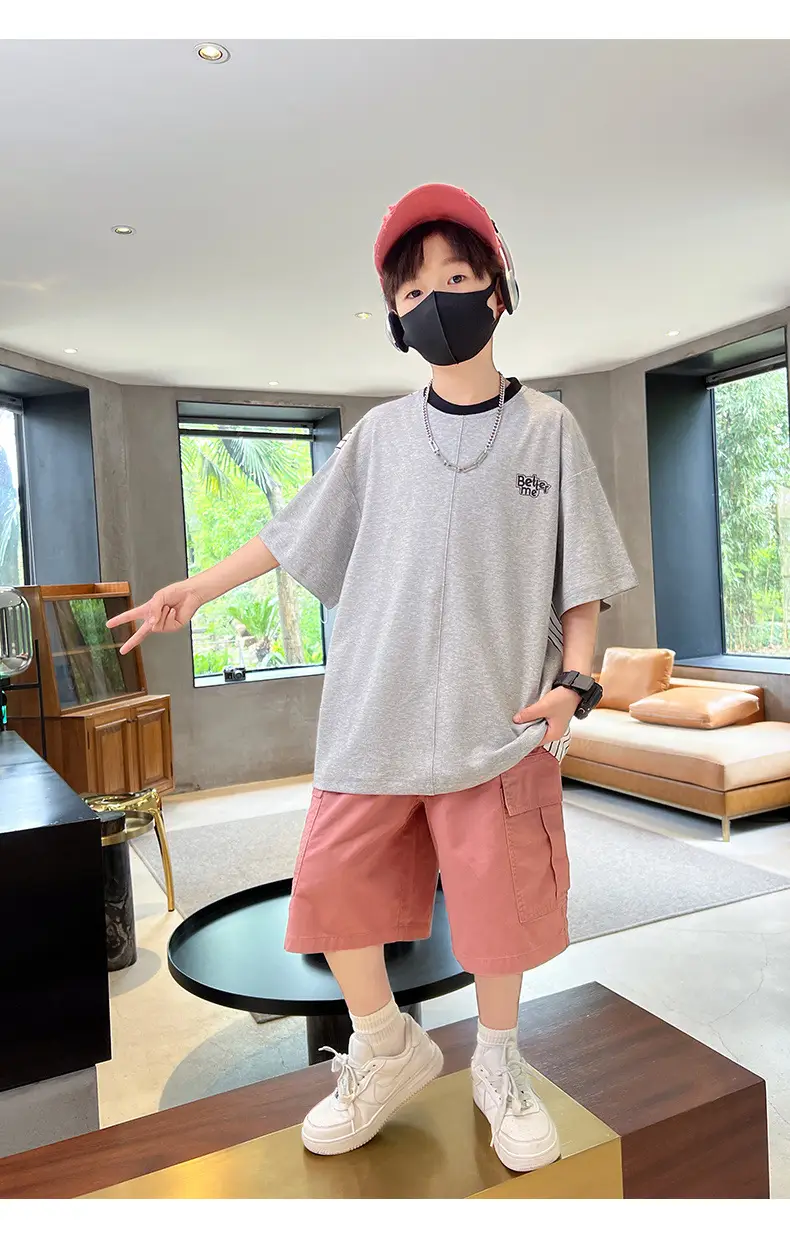 Summer Zhongda Boys T-Shirt Grey Short Sleeve — feature 18