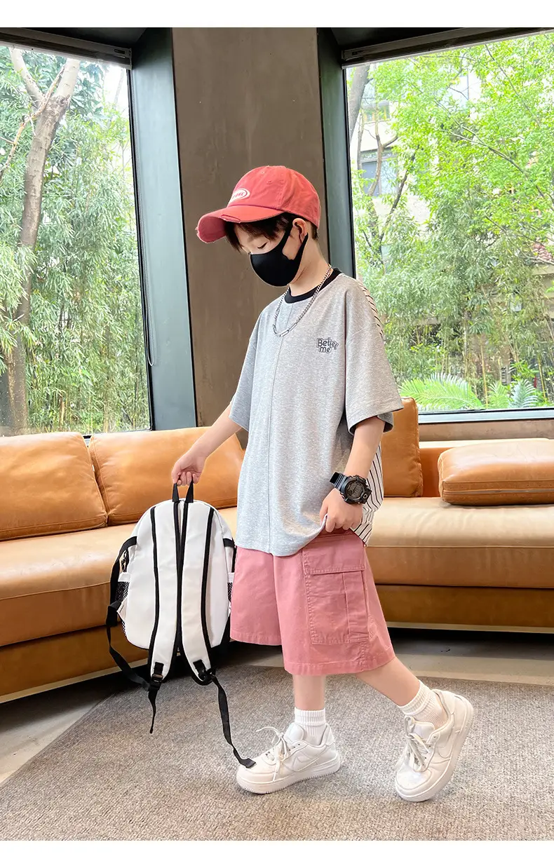 Summer Zhongda Boys T-Shirt Grey Short Sleeve — feature 19