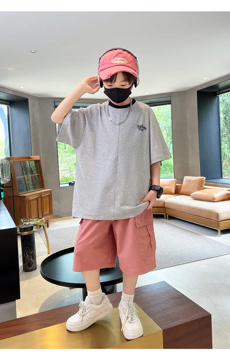Summer Zhongda Boys T-Shirt Grey Short Sleeve — feature 20