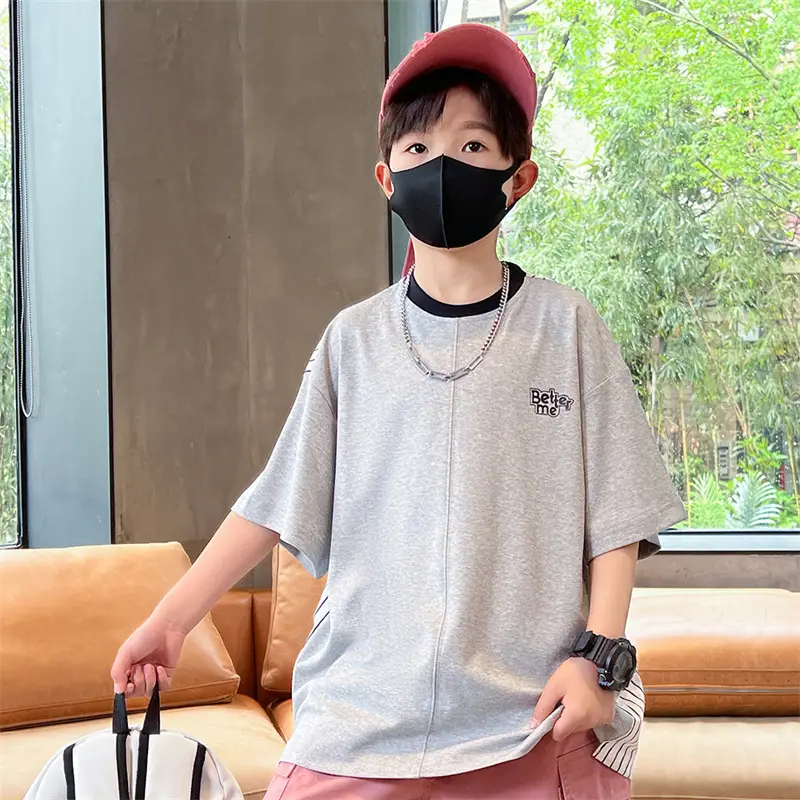 Summer Zhongda Boys T-Shirt Grey Short Sleeve — feature 3