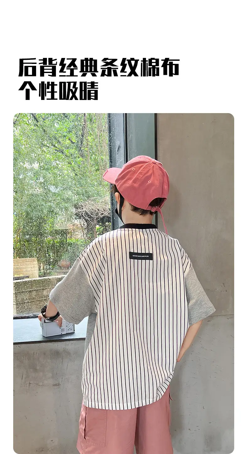 Summer Zhongda Boys T-Shirt Grey Short Sleeve — feature 7