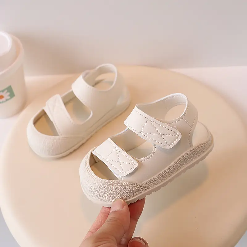 Black Velvet Toe Sandals for Toddler Boys 1-3Y