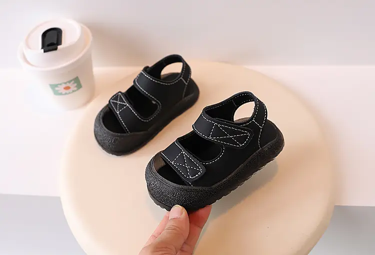 Black Velvet Toe Sandals for Toddler Boys 1-3Y — feature 10