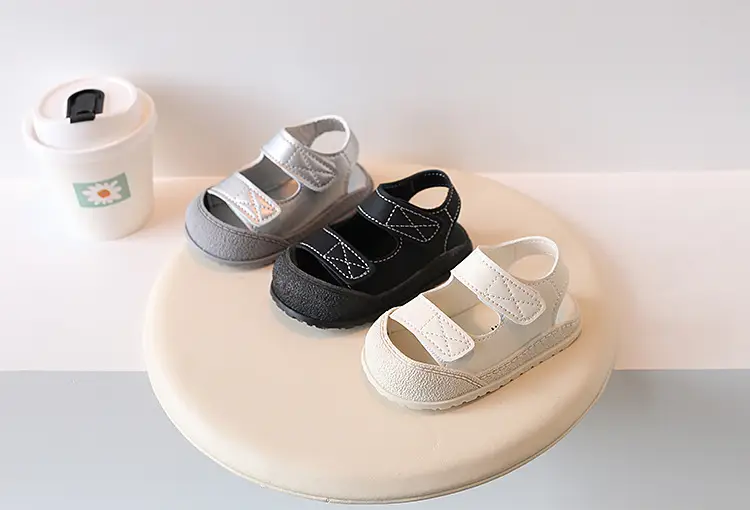 Black Velvet Toe Sandals for Toddler Boys 1-3Y — feature 3