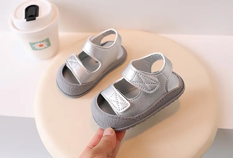 Black Velvet Toe Sandals for Toddler Boys 1-3Y — feature 7