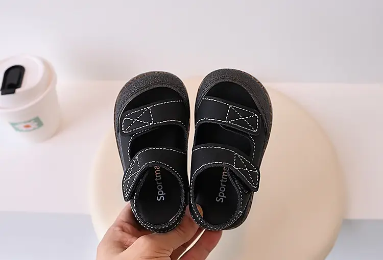 Black Velvet Toe Sandals for Toddler Boys 1-3Y — feature 8