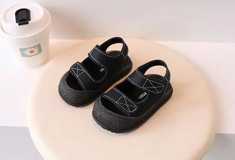 Black Velvet Toe Sandals for Toddler Boys 1-3Y — feature 9