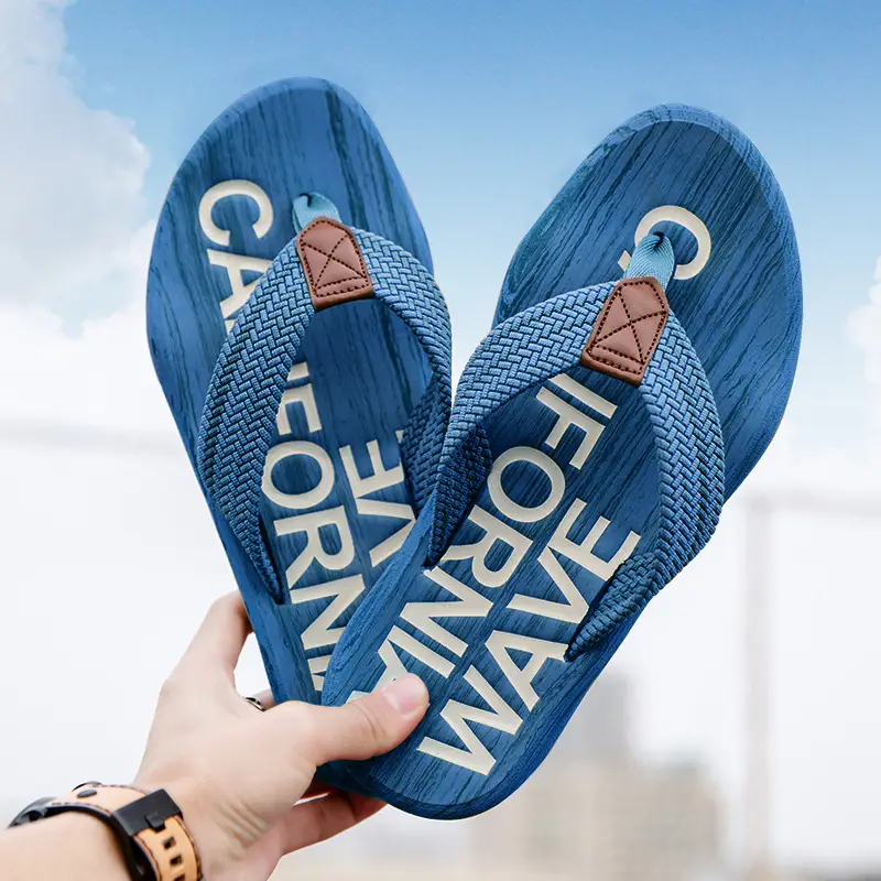 Cross-border men's flip-flops men's sense of stepping on excrement high-end summer non-slip outer wear thick bottom beach seaside plus size 47 Guangdong