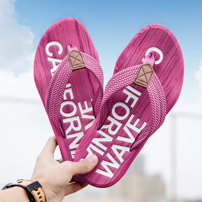 Cross-border men's flip-flops men's sense of stepping on excrement high-end summer non-slip outer wear thick bottom beach seaside plus size 47 Guangdong