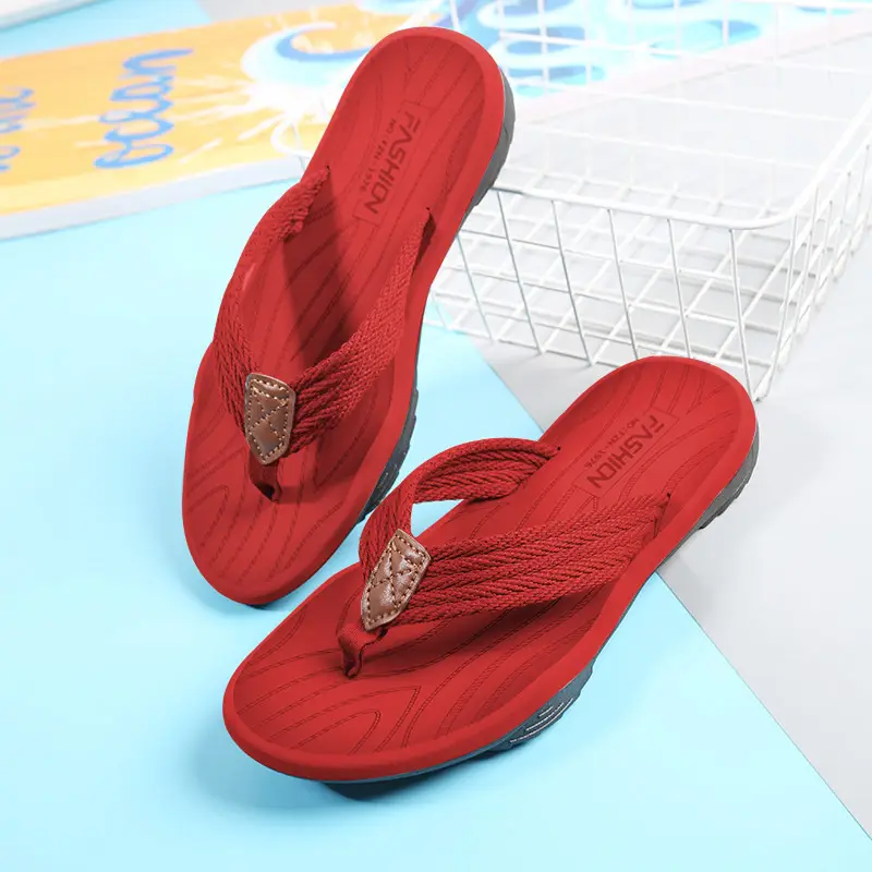 Cross-border men's flip-flops men's sense of stepping on excrement high-end summer non-slip outer wear thick bottom beach seaside plus size 47 Guangdong