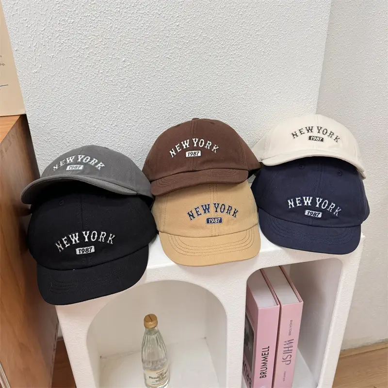 New York Letter Embroidered Soft Cap Set of 3