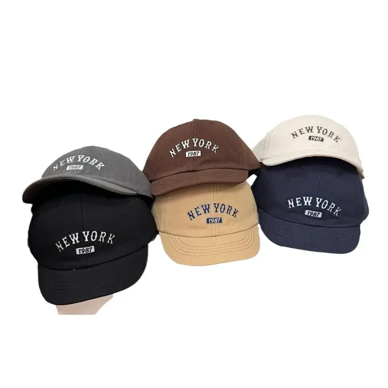 New York Letter Embroidered Soft Cap Set of 3