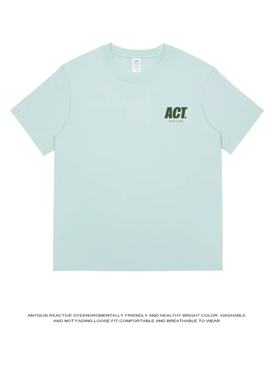 Men Light Blue ACT Printed Cotton T-Shirt 230g