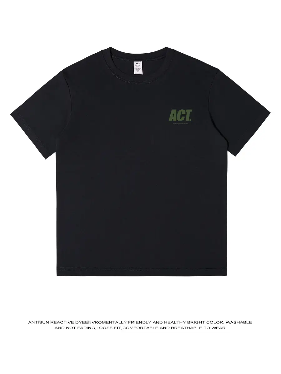Men Light Blue ACT Printed Cotton T-Shirt 230g
