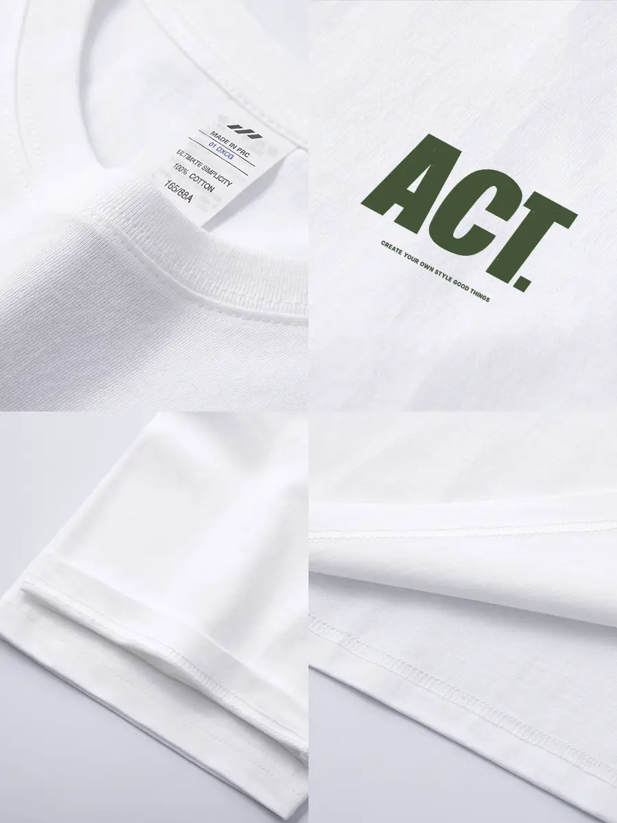 Men Light Blue ACT Printed Cotton T-Shirt 230g