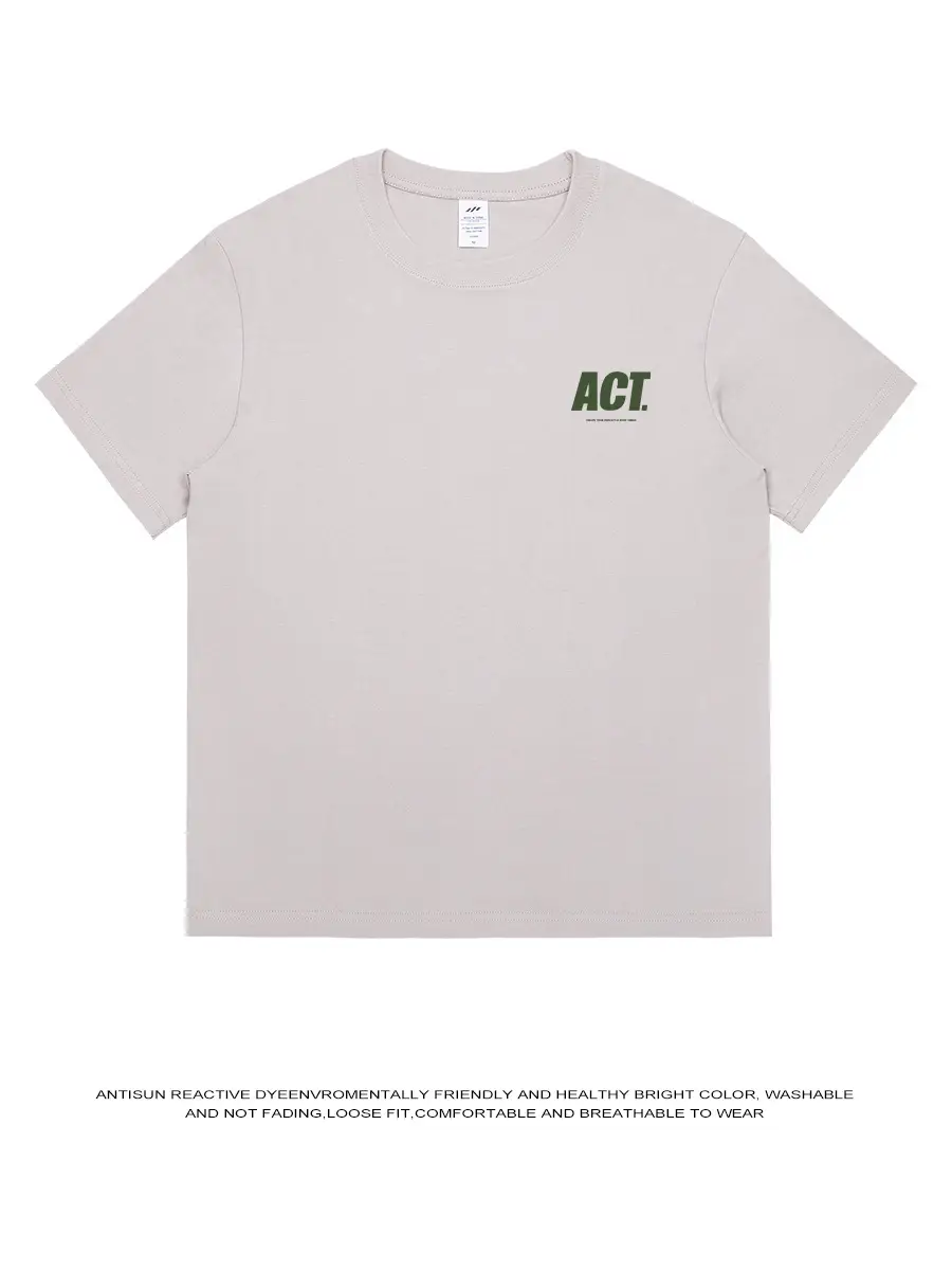 Men Light Blue ACT Printed Cotton T-Shirt 230g