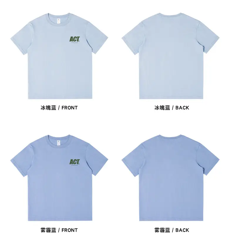 Men Light Blue ACT Printed Cotton T-Shirt 230g — feature 14