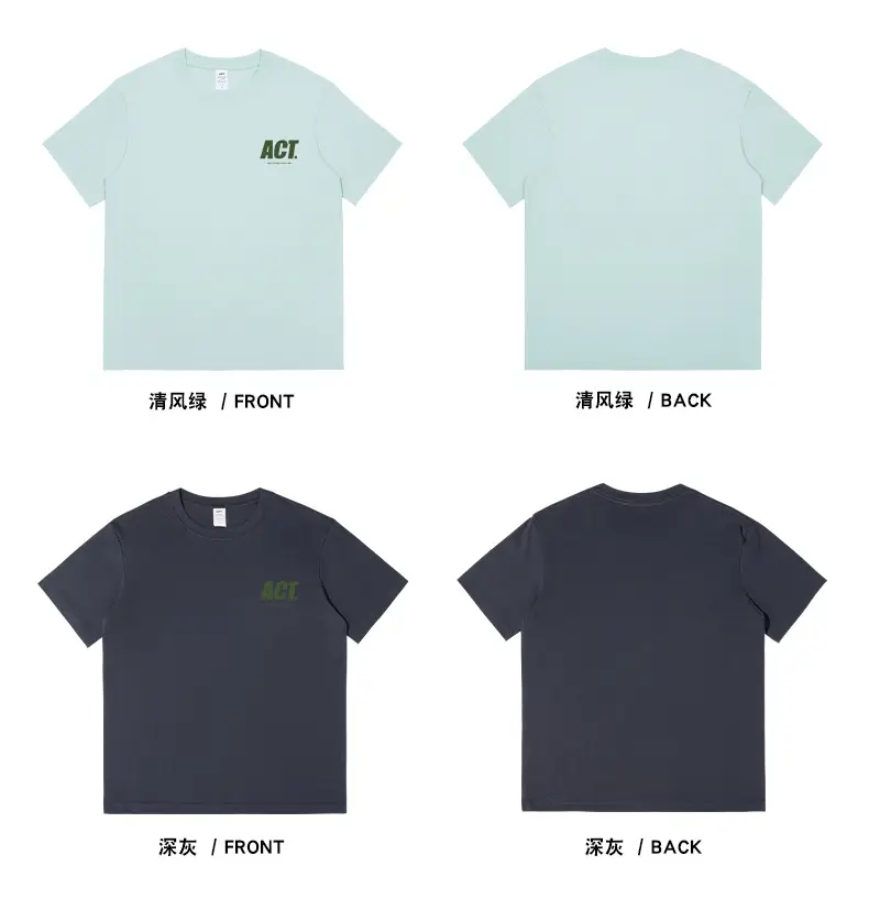 Men Light Blue ACT Printed Cotton T-Shirt 230g — feature 16