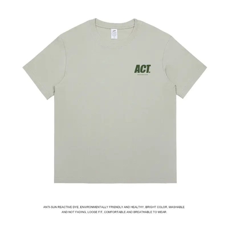 Men Light Blue ACT Printed Cotton T-Shirt 230g