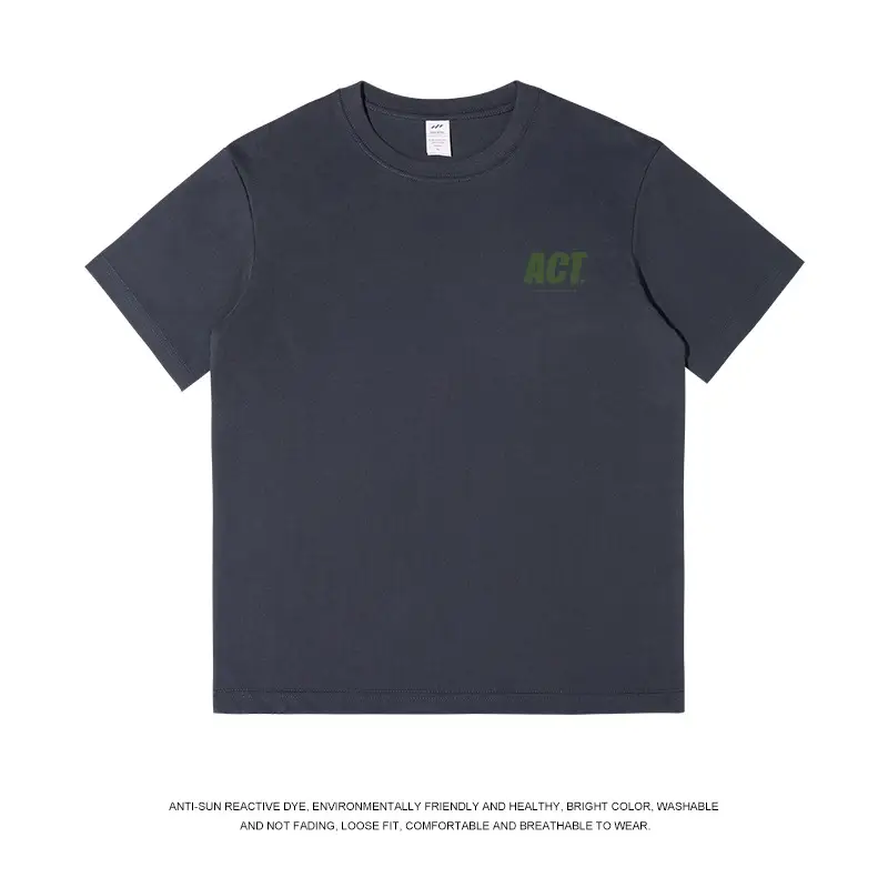 Men Light Blue ACT Printed Cotton T-Shirt 230g