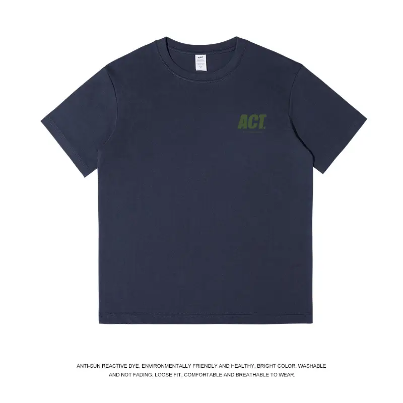 Men Light Blue ACT Printed Cotton T-Shirt 230g