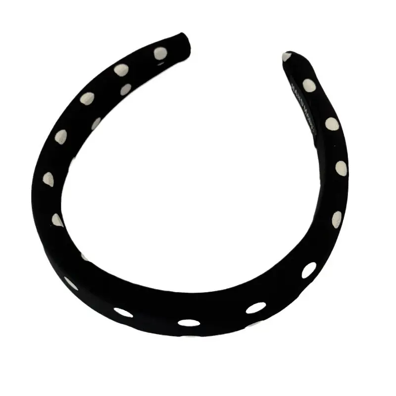 Lazy Retro Satin Wave Dot Headband Black White - Image 7