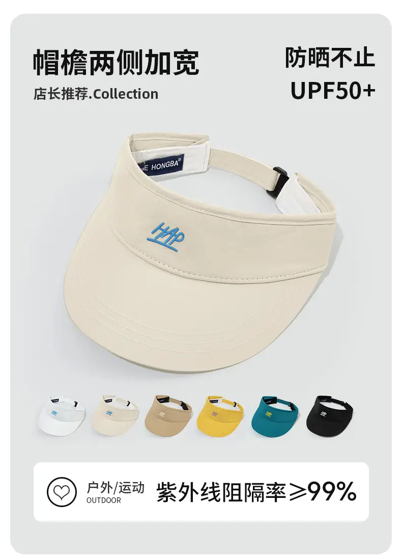 Women's Wide Brim Sun Hat Adjustable Golf Cap 56cm — feature 1