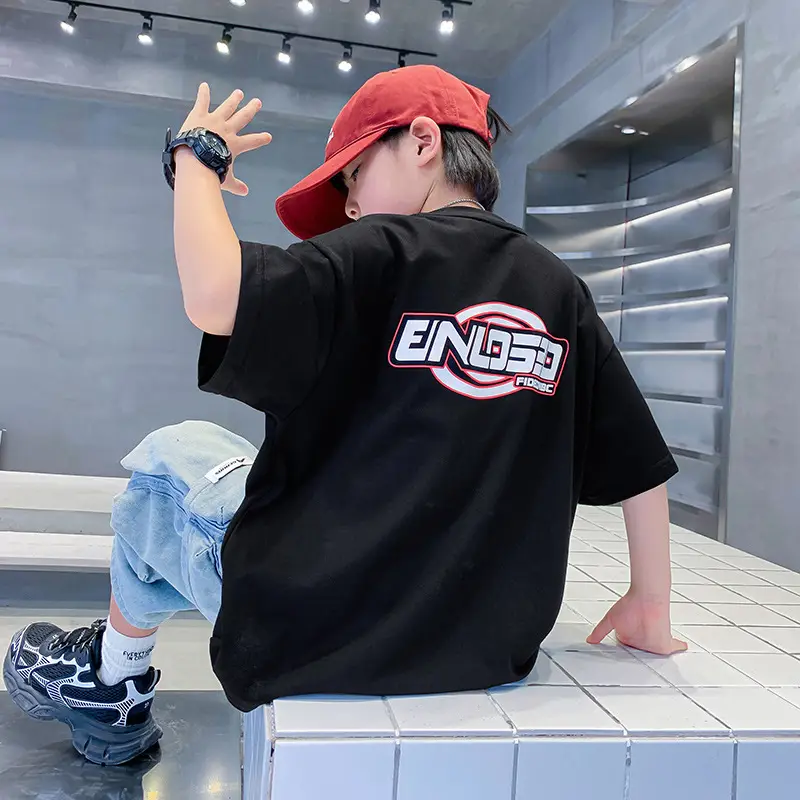 Boys Korean Style Cotton T-Shirt White 2025 - Image 4