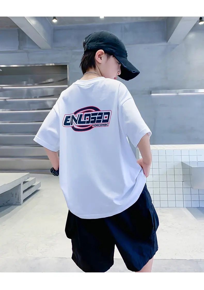 Boys Korean Style Cotton T-Shirt White 2025 — feature 17