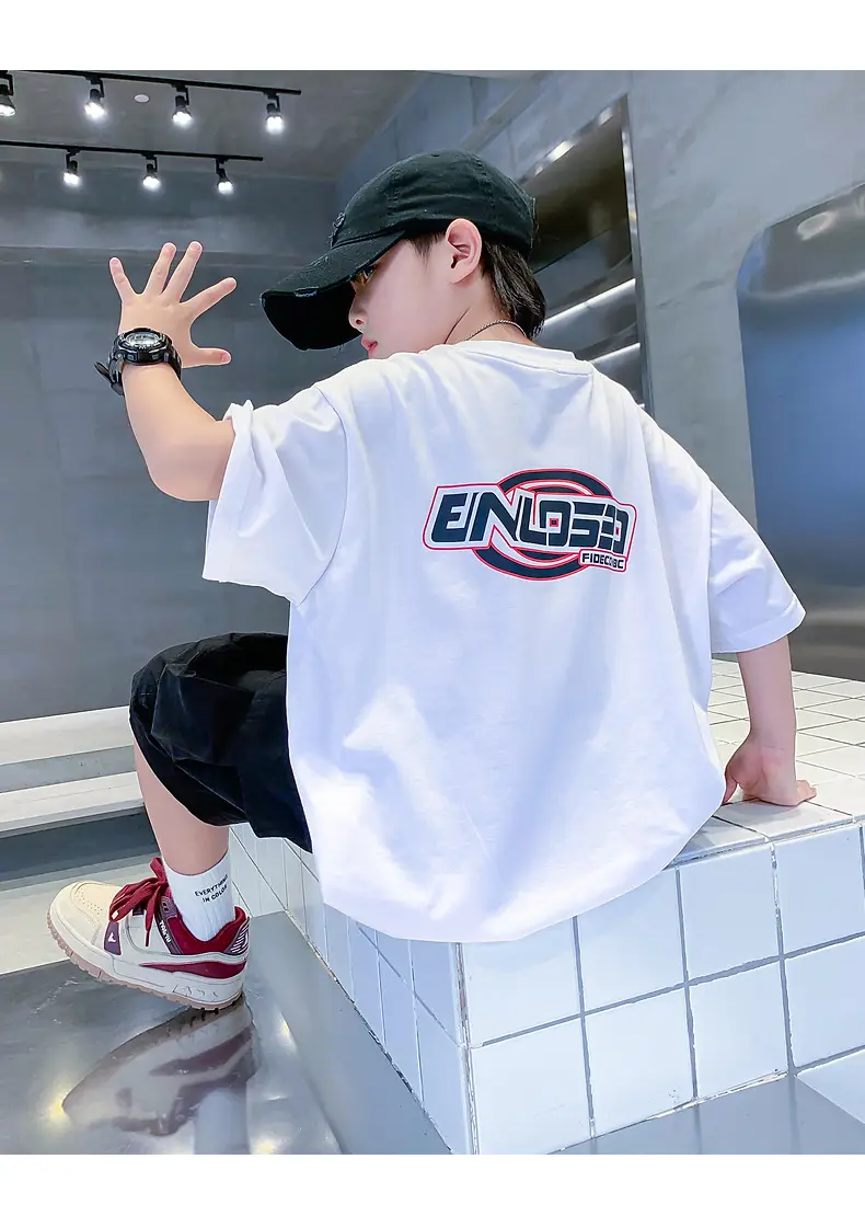 Boys Korean Style Cotton T-Shirt White 2025 — feature 19