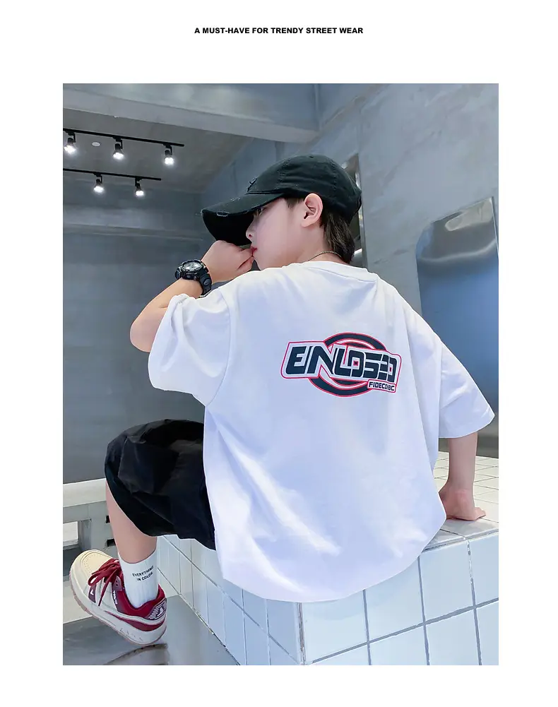 Boys Korean Style Cotton T-Shirt White 2025 — feature 2