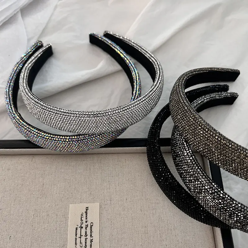 Full Diamond Wide Brim Headband with Black Band