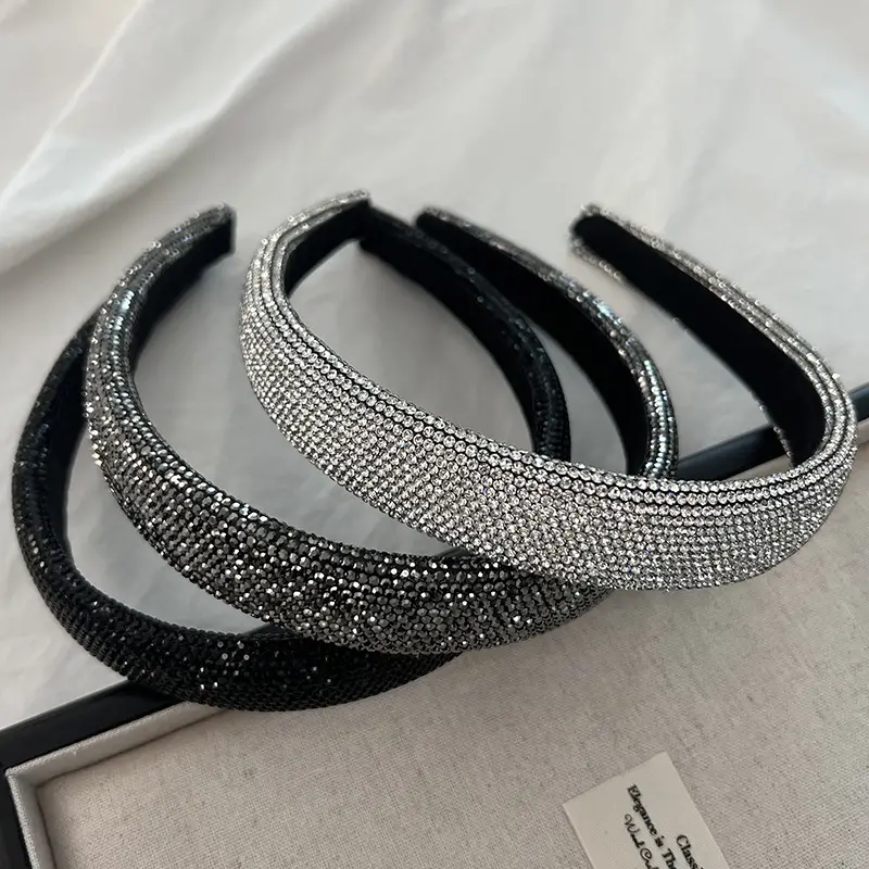 Full Diamond Wide Brim Headband with Black Band