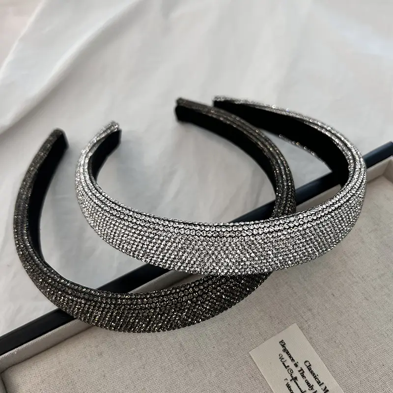 Full Diamond Wide Brim Headband with Black Band