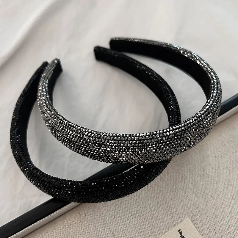 Full Diamond Wide Brim Headband with Black Band