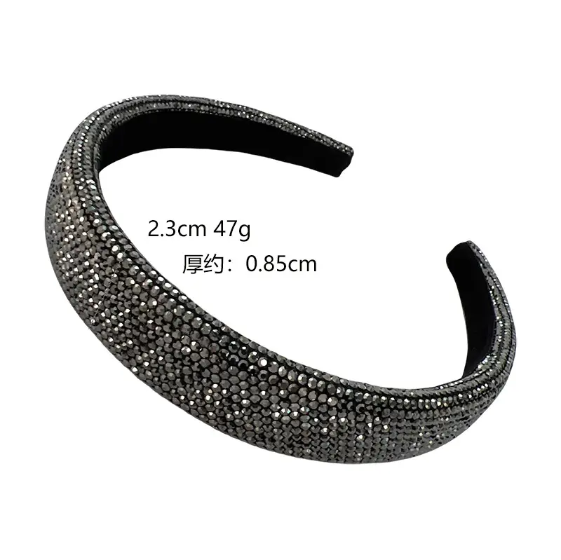 Full Diamond Wide Brim Headband with Black Band — feature 1