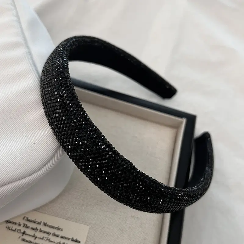 Full Diamond Wide Brim Headband with Black Band