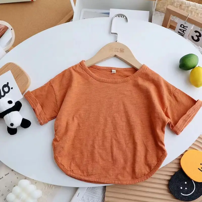 Brown Round Neck Casual T-Shirt for Boys Girls