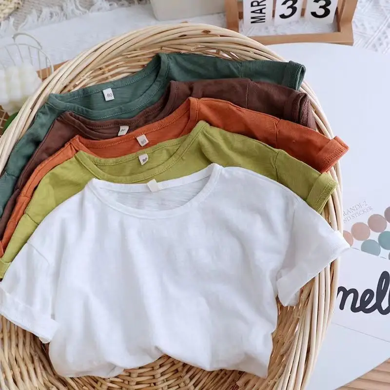 Brown Round Neck Casual T-Shirt for Boys Girls — feature 2