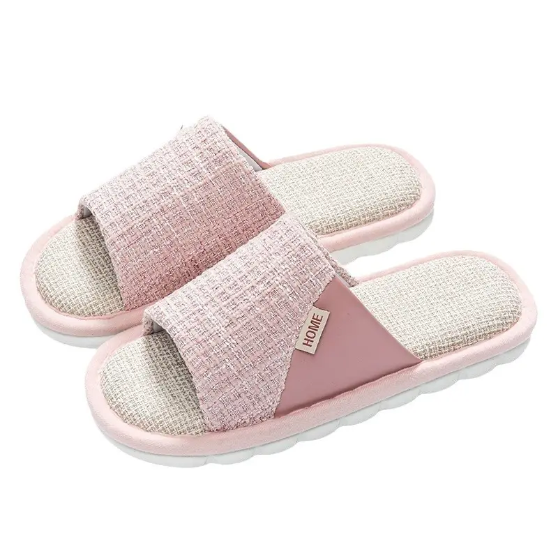 Linen Slippers Women's Summer Outfit Indoor Home Household Non-slip Soft Bottom Home Four Seasons Cotton and Linen Cloth Slippers for Men