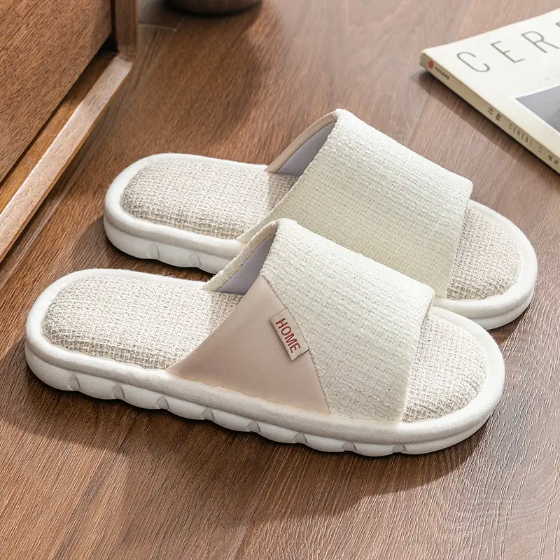 Linen Slippers Women's Summer Outfit Indoor Home Household Non-slip Soft Bottom Home Four Seasons Cotton and Linen Cloth Slippers for Men