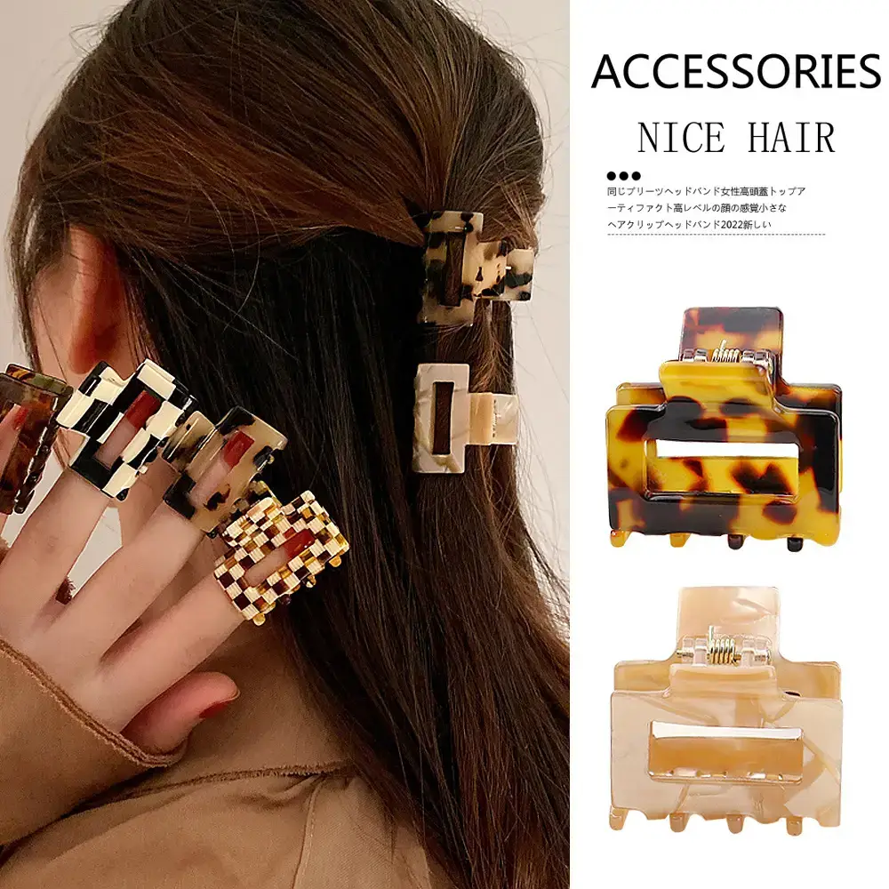 Geometric Hollow Acetic Acid Plate Hairpin Top Clip - Image 2