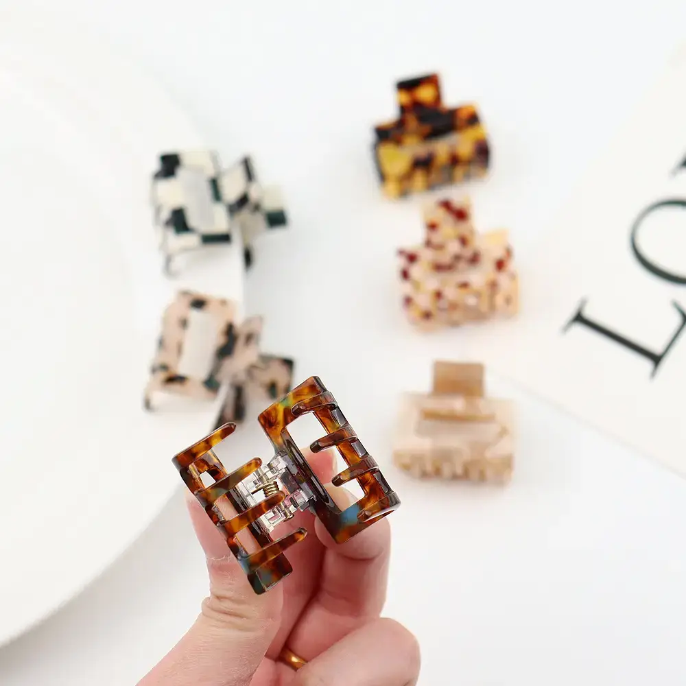 Geometric Hollow Acetic Acid Plate Hairpin Top Clip - Image 5