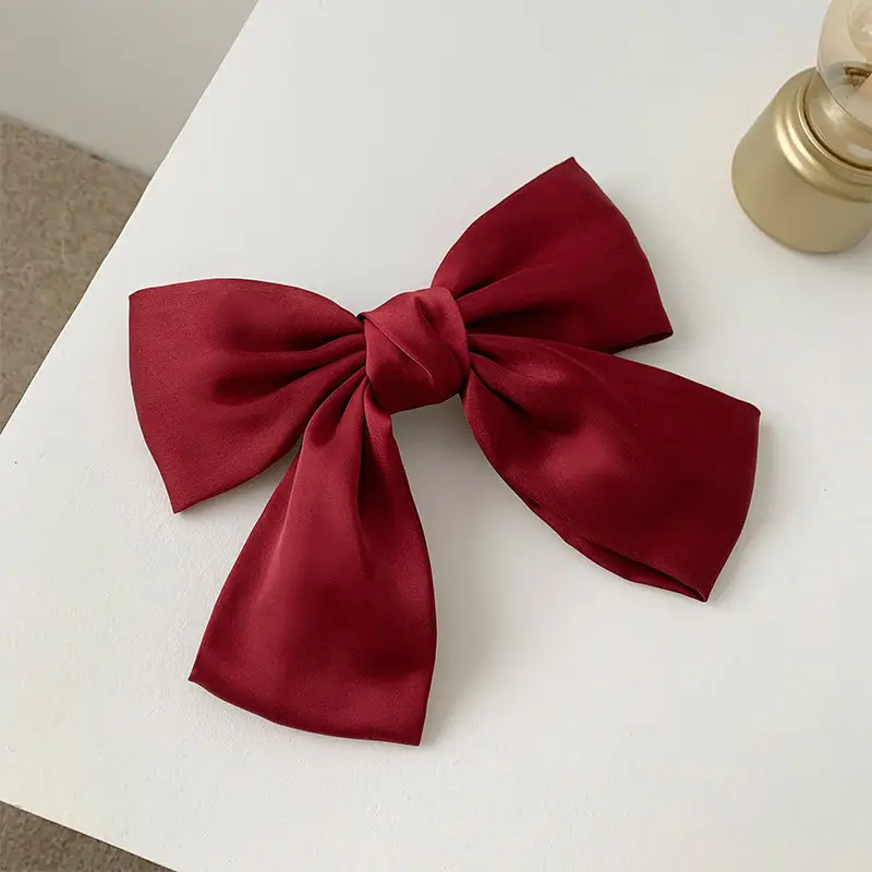White Silk Bow Hairpin Ribbon Clip for Women - Image 33