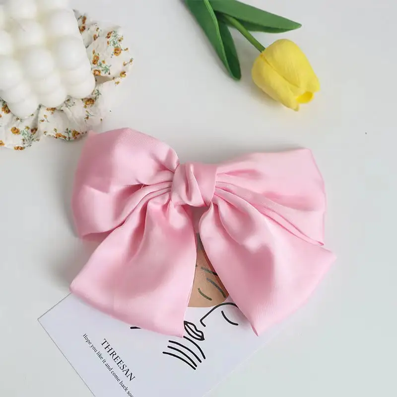 White Silk Bow Hairpin Ribbon Clip for Women - Image 37
