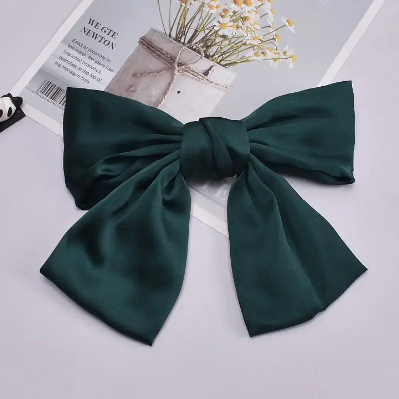 White Silk Bow Hairpin Ribbon Clip for Women - Image 39