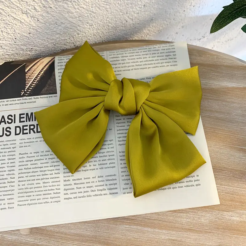 White Silk Bow Hairpin Ribbon Clip for Women - Image 40