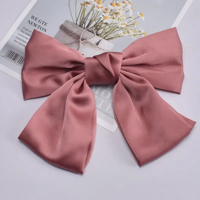 White Silk Bow Hairpin Ribbon Clip for Women - Image 41